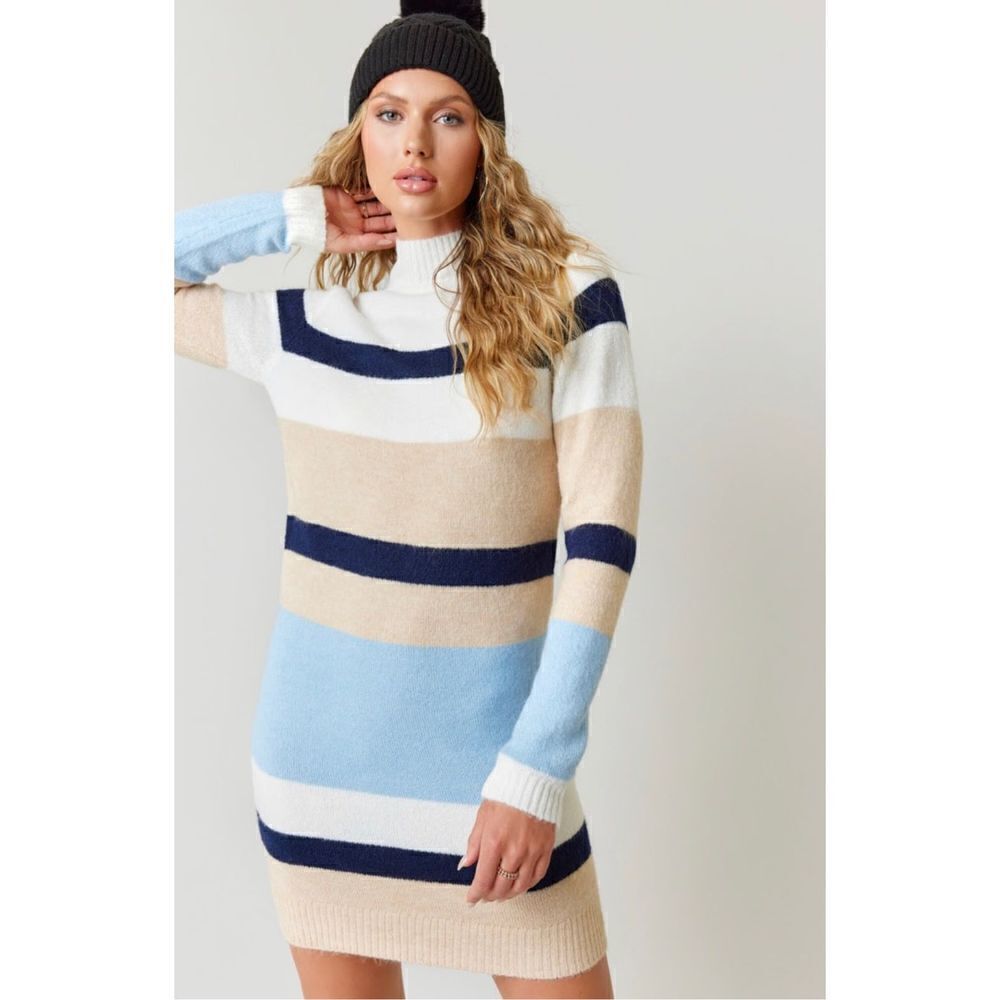 Francesca’s Studio 19 Striped Knit Sweater Dress Medium NWT